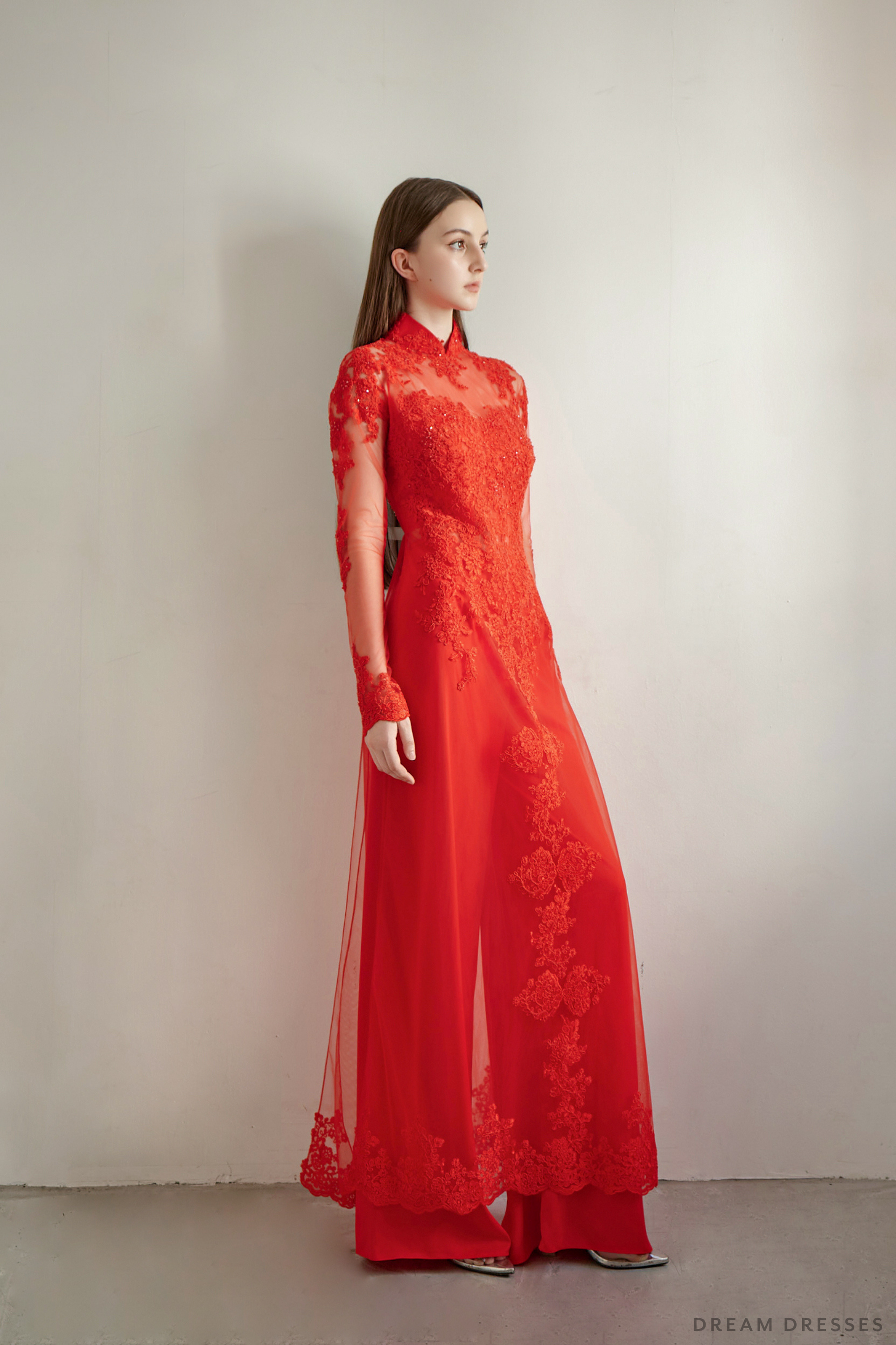 Red Bridal Ao Dai | Custom Made Vietnamese Bridal Dress (#AYLA) - Dream Dresses by P.M.N.