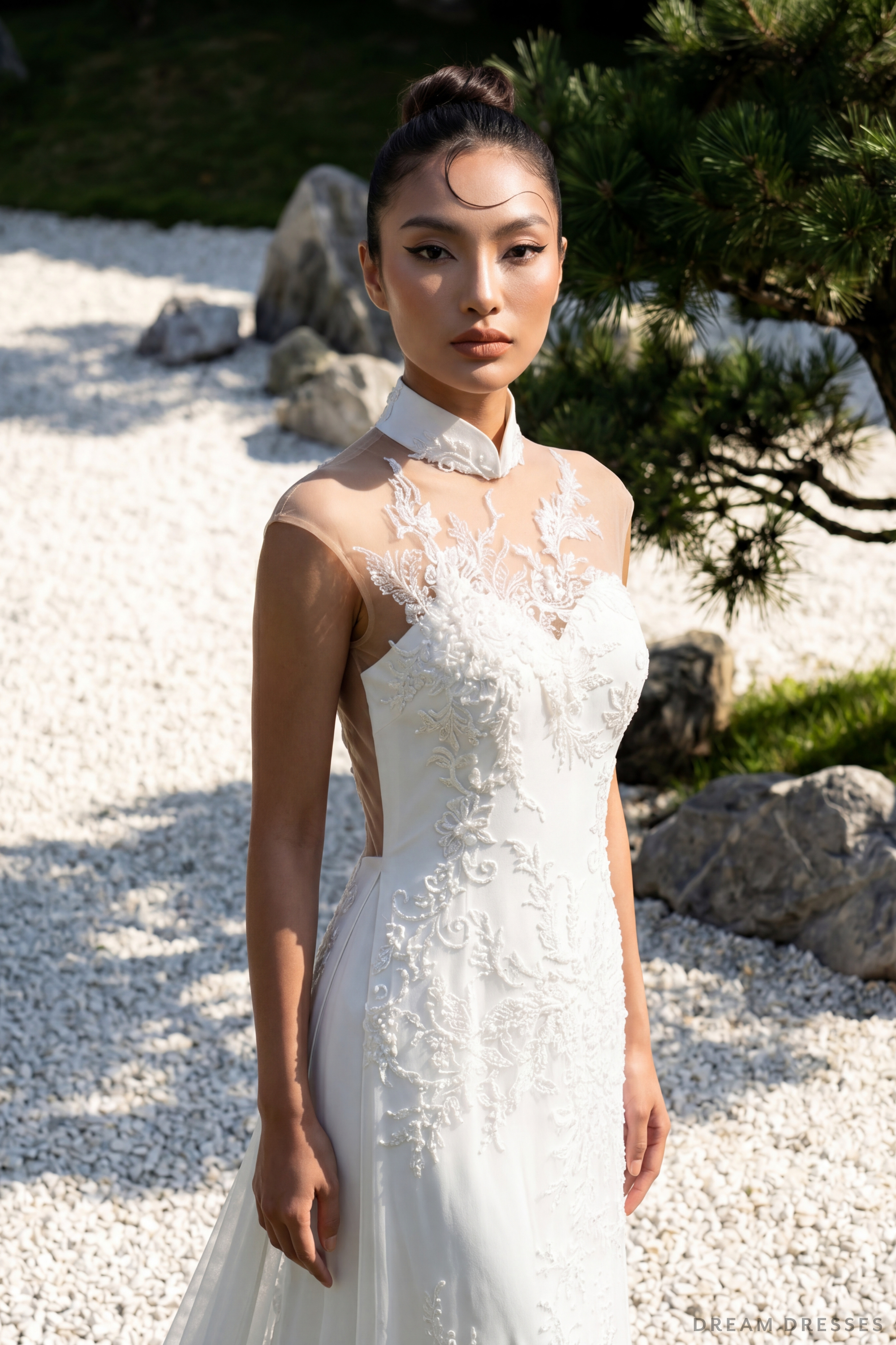 White Bridal Ao Dai | Modern Vietnamese Bridal Dress (#YING)