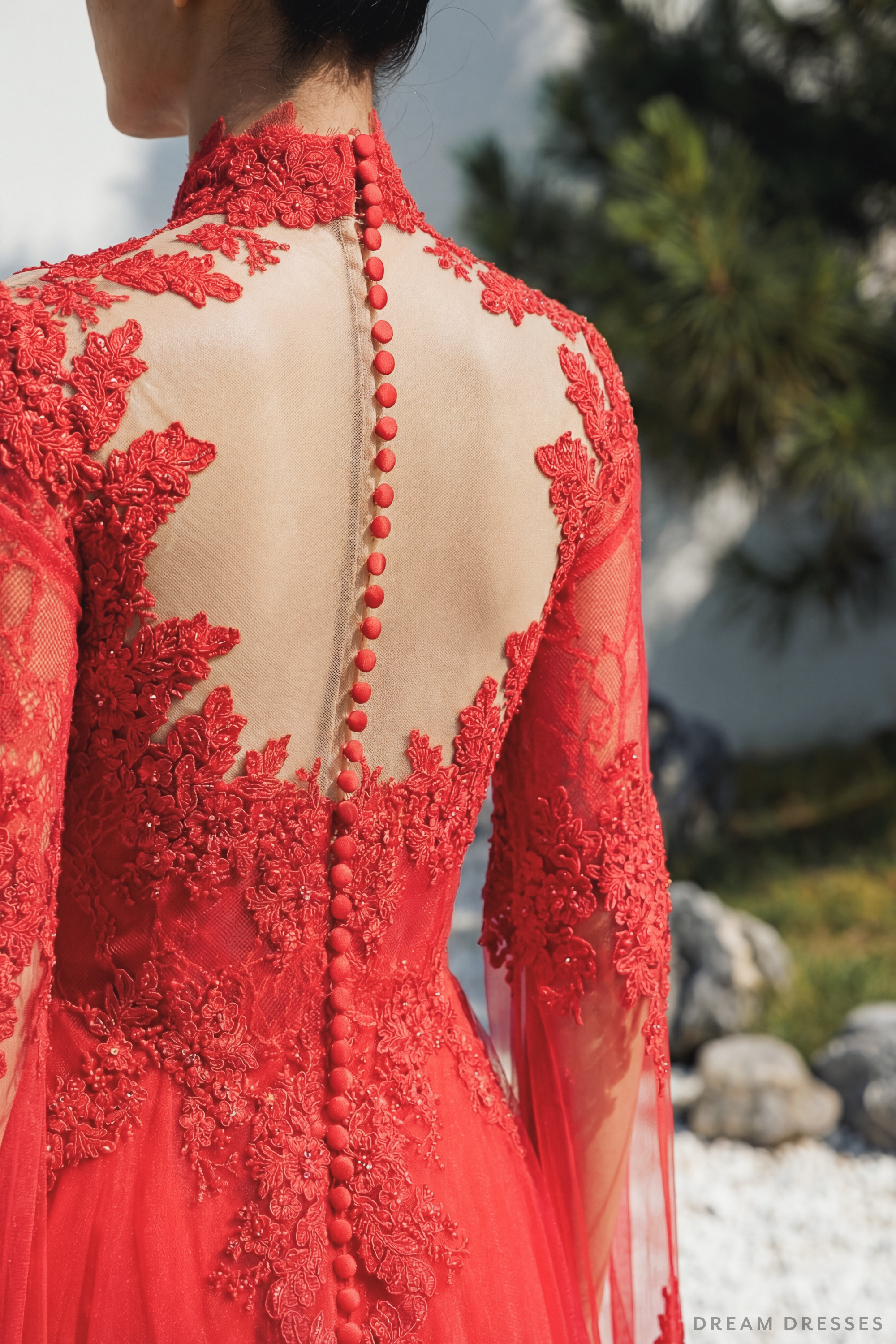 Red Bridal Ao Dai | Lace Vietnamese Bridal Dress (#HANLYN)