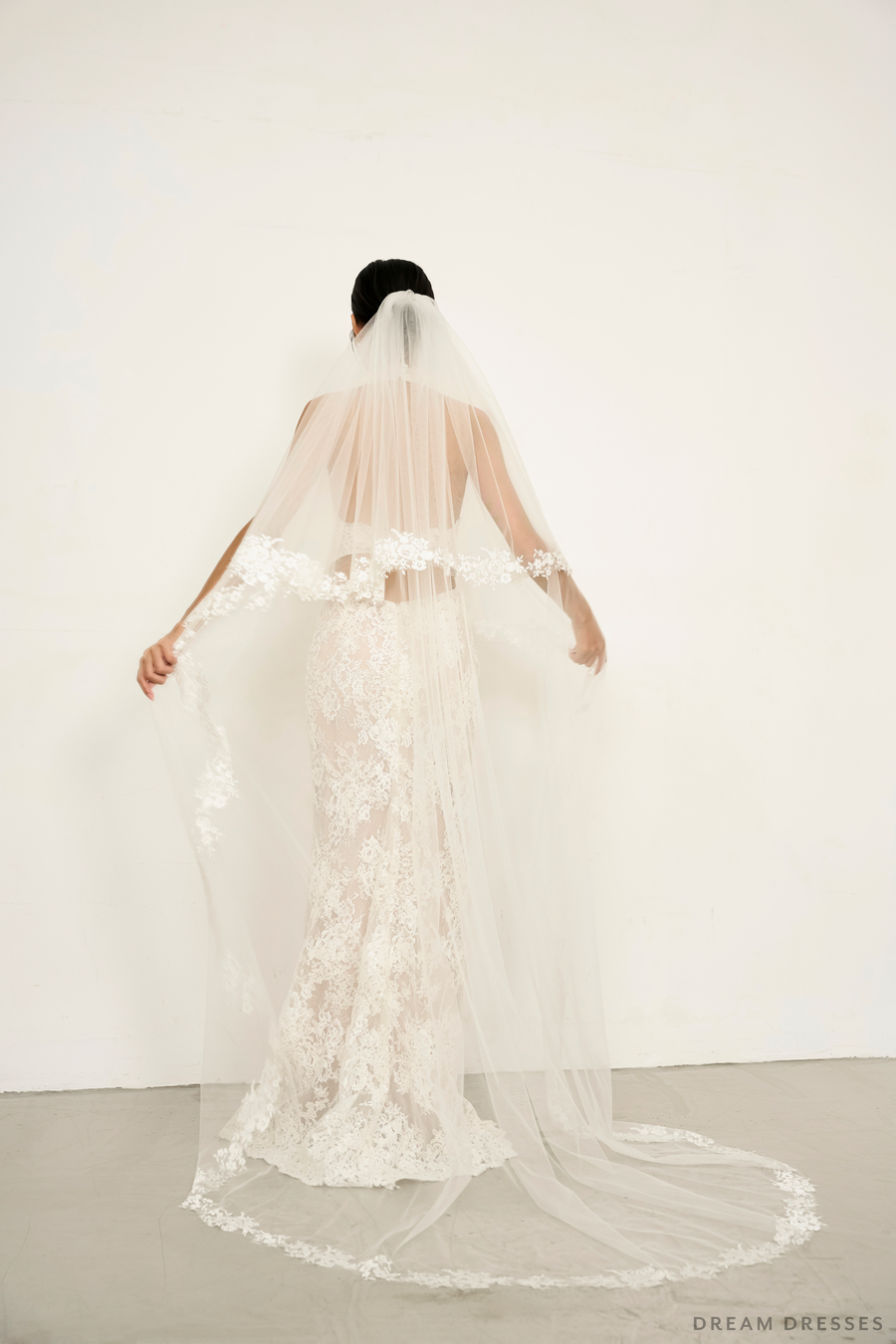 Floral Lace Wedding Veil with Blusher (#HANNA) - Dream Dresses by P.M.N.