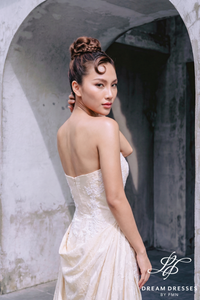 Asian-Inspired Strapless Wedding Dress (#RAN)