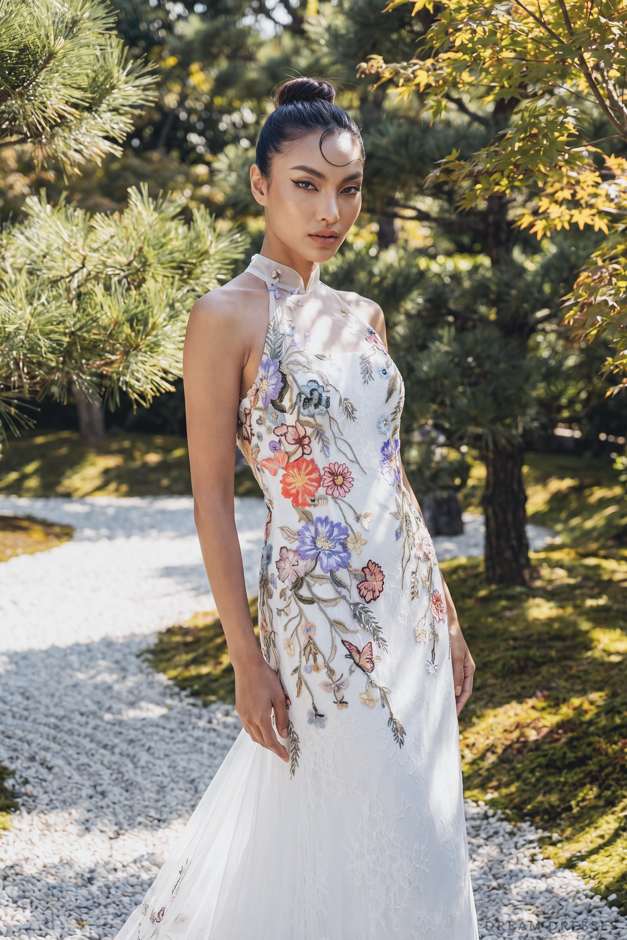 Modern Cheongsam-Inspired Bridal | Couture Lace Modern Cheongsam Bridal Dress (#YAO)