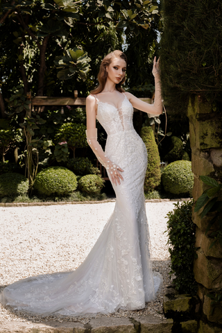 Couture Lace Wedding Dress with Detachable Sleeves (#CATELINE)