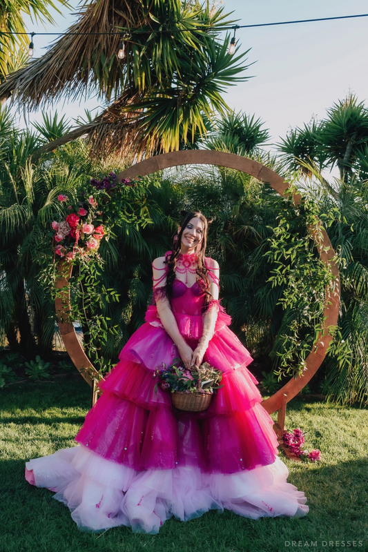 Pink Wedding Dress Ball Gown with Removable Skirt (#Maggie) - Dream Dresses by P.M.N.