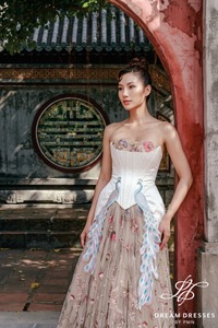 Fully Floral Lace  Wedding Dress with Corset (#SAN)