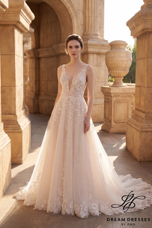 Lace A-line Wedding Dress (#AZURIA) - Dream Dresses by P.M.N.