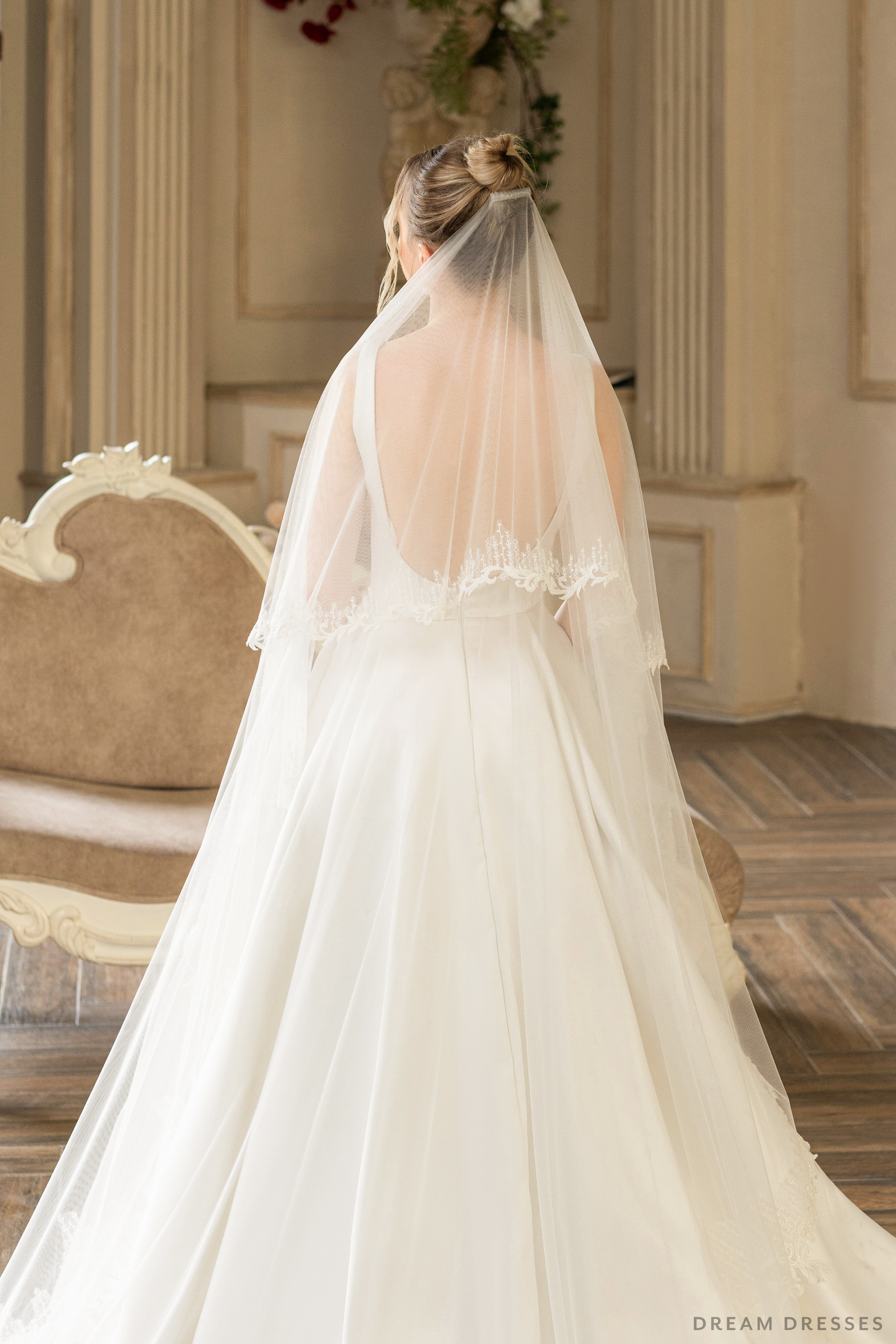Two Layers Bridal Veil with Sequins Lace (#MALLORIE) - Dream Dresses by P.M.N.