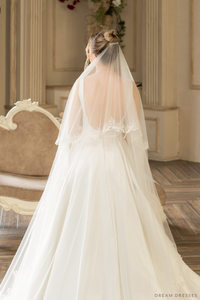 Two Layers Bridal Veil with Sequins Lace (#MALLORIE) - Dream Dresses by P.M.N.