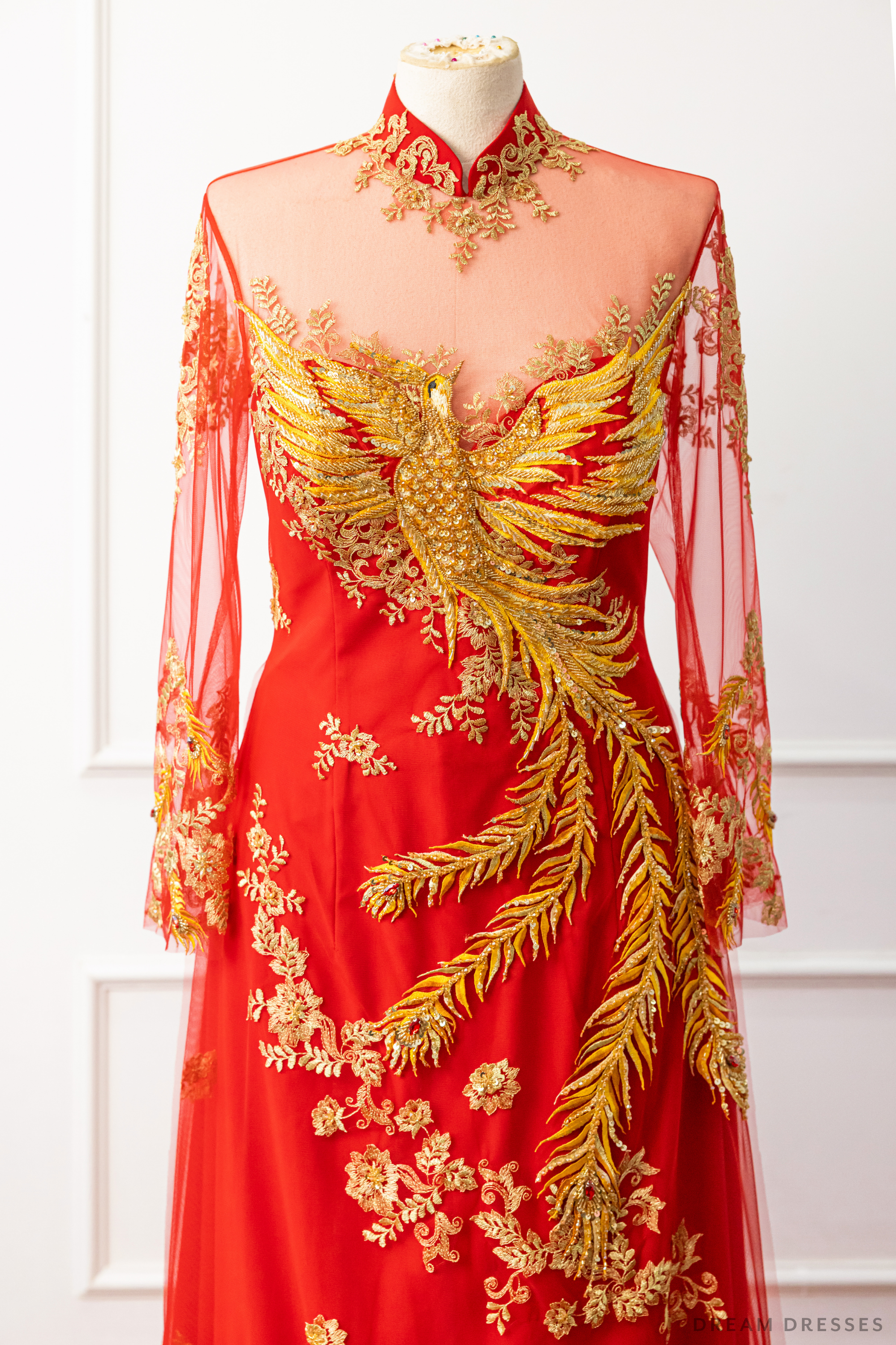 Red Phoenix Embroidered Bridal o Di - Modern Vietnamese Dress Red Phoenix Embroidered Bridal o Di - Modern Vietnamese Dress