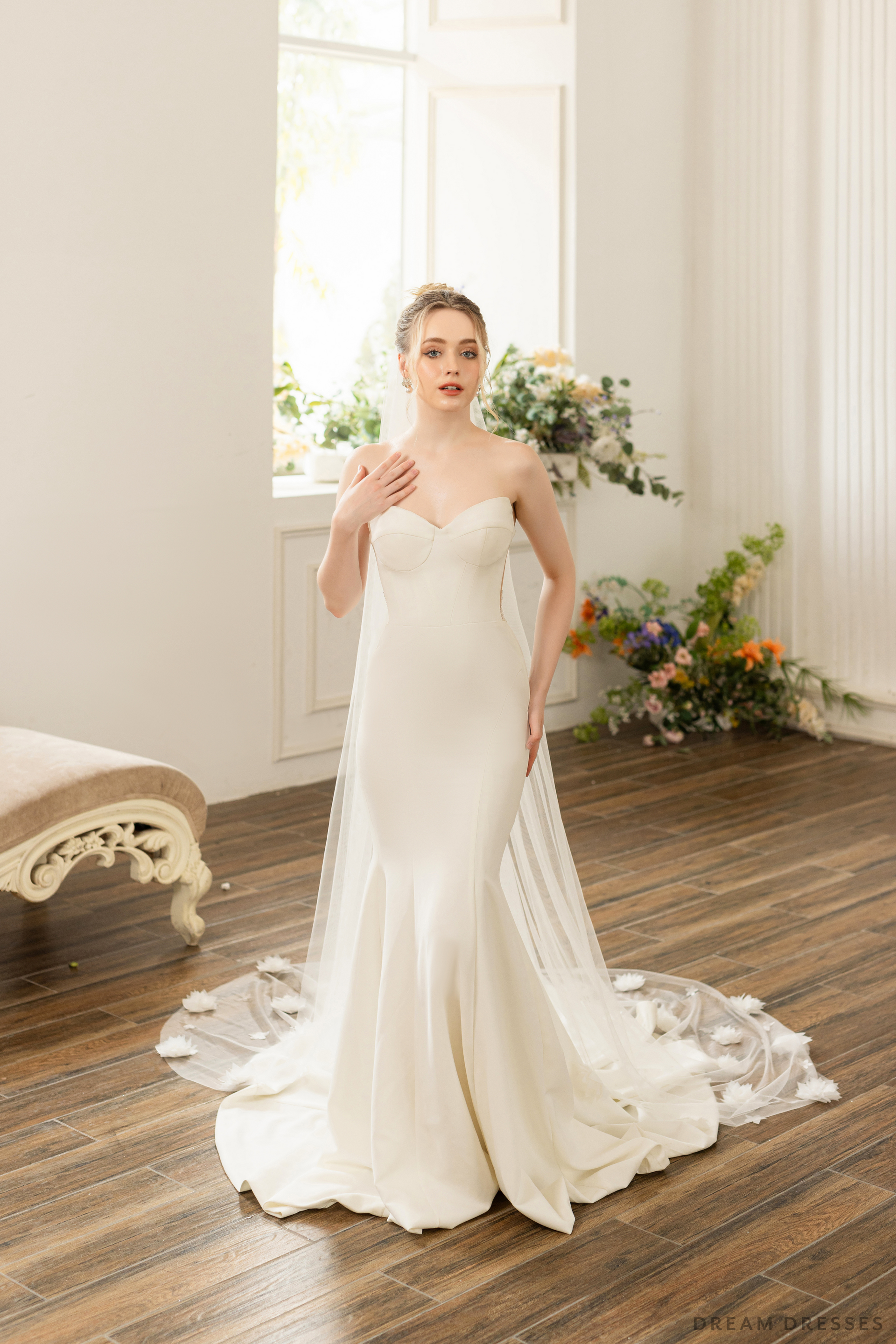 Cathedral Bridal Veil With 3D Flowers (#AMIE) - Dream Dresses by P.M.N.