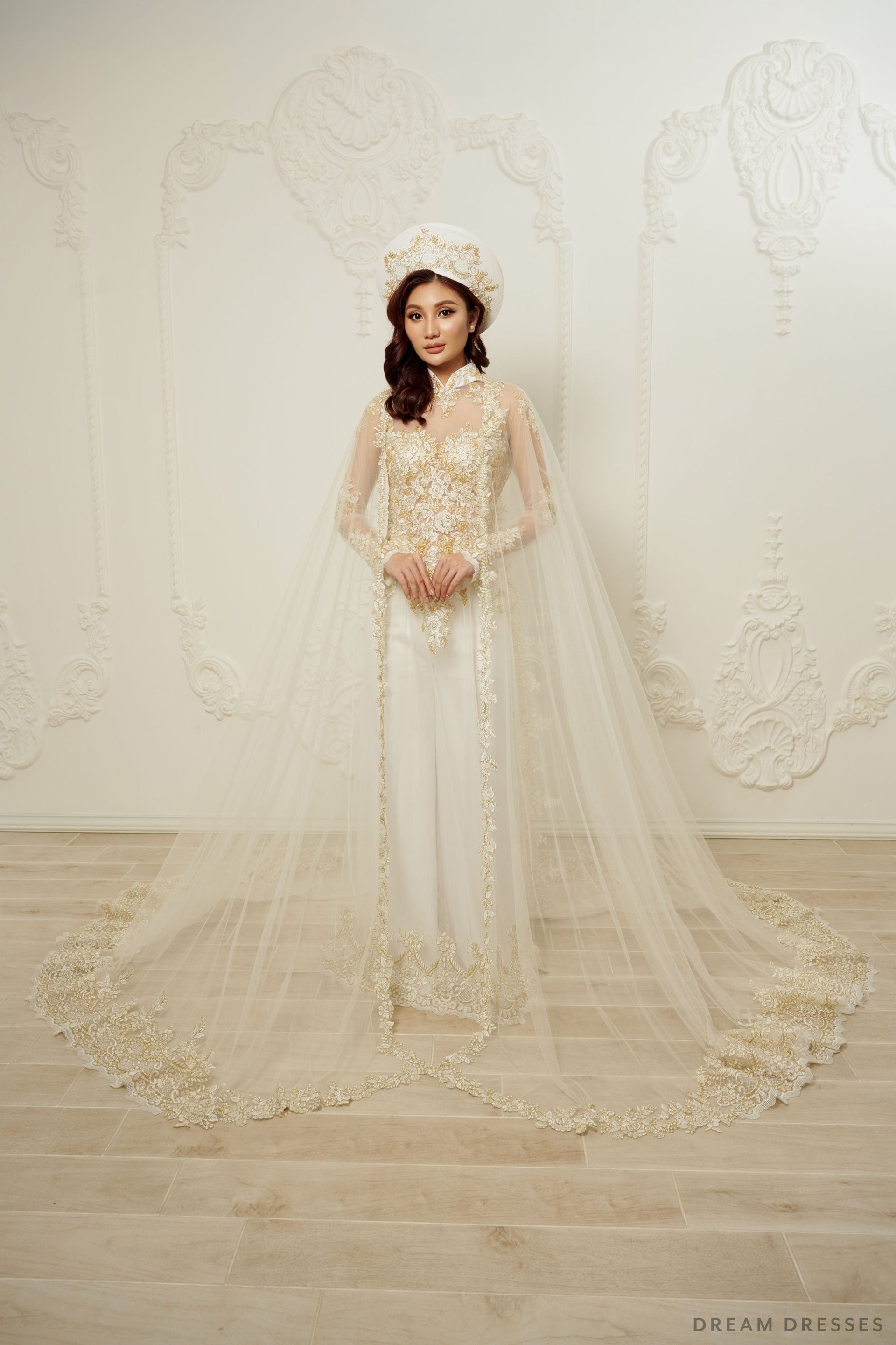 Ao Dai OverCoat | Traditional Vietnamese Bridal OverCoat (#DANDAN) - Dream Dresses by P.M.N.
