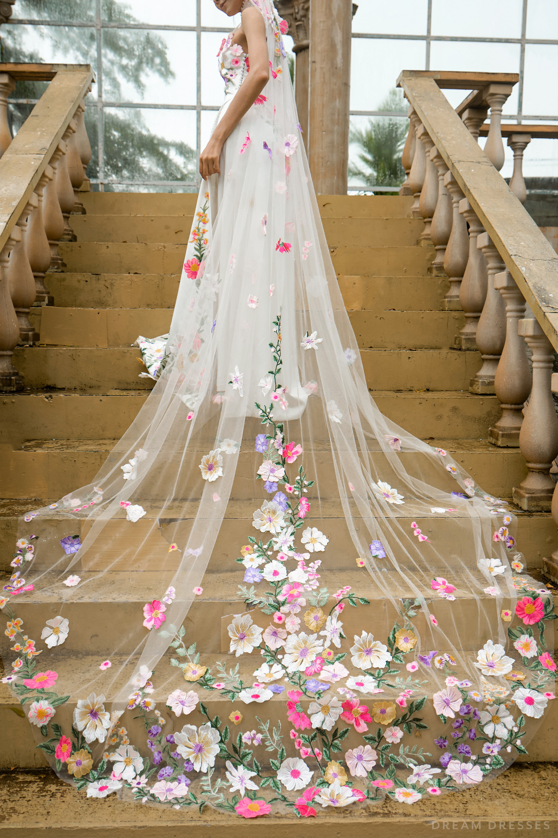 White Bridal Ao Dai | Modern Vietnamese Bridal Dress with Floral Lace (#AURELINA) - Dream Dresses by P.M.N.