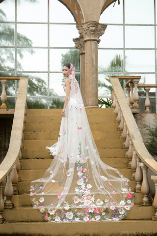 Floral Embroidered Cathedral Veil (#ANTANA)