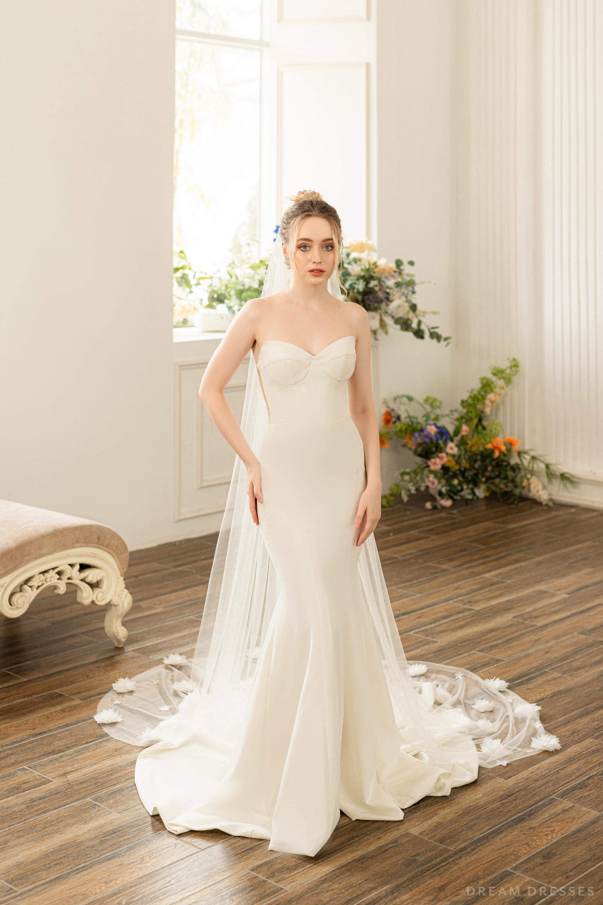 Cathedral Bridal Veil With 3D Flowers (#AMIE) - Dream Dresses by P.M.N.