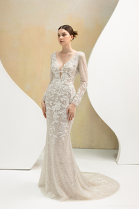 Fit and Flare Bridal Dress with Floral Lace (#JULES) - Dream Dresses by P.M.N.