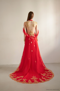 Red and Gold Wedding Qipao| Modern Bridal Qipao with Phoenix (#LILI) - Dream Dresses by P.M.N.