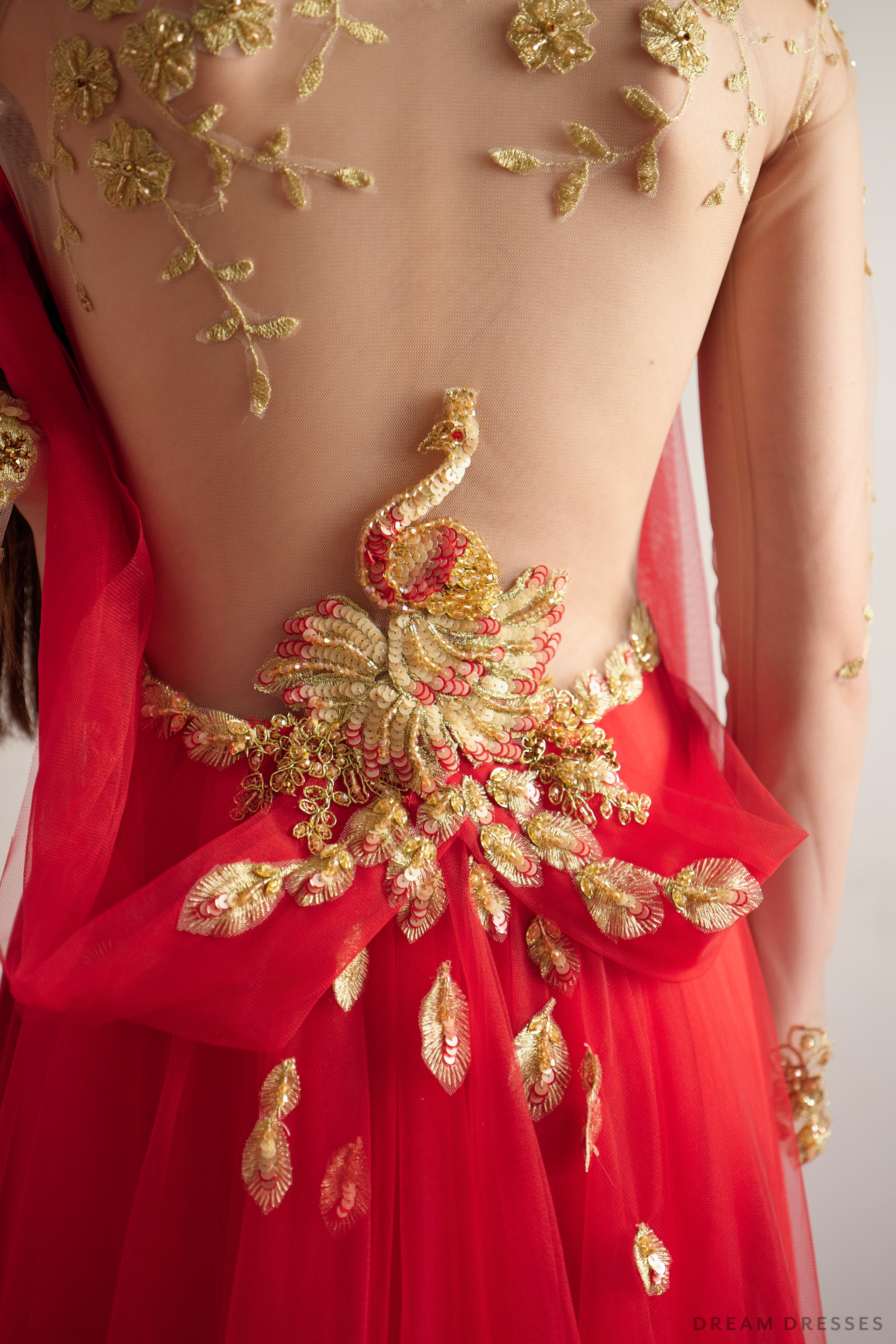 Red and Gold Wedding Qipao| Modern Bridal Qipao with Phoenix (#LILI) - Dream Dresses by P.M.N.