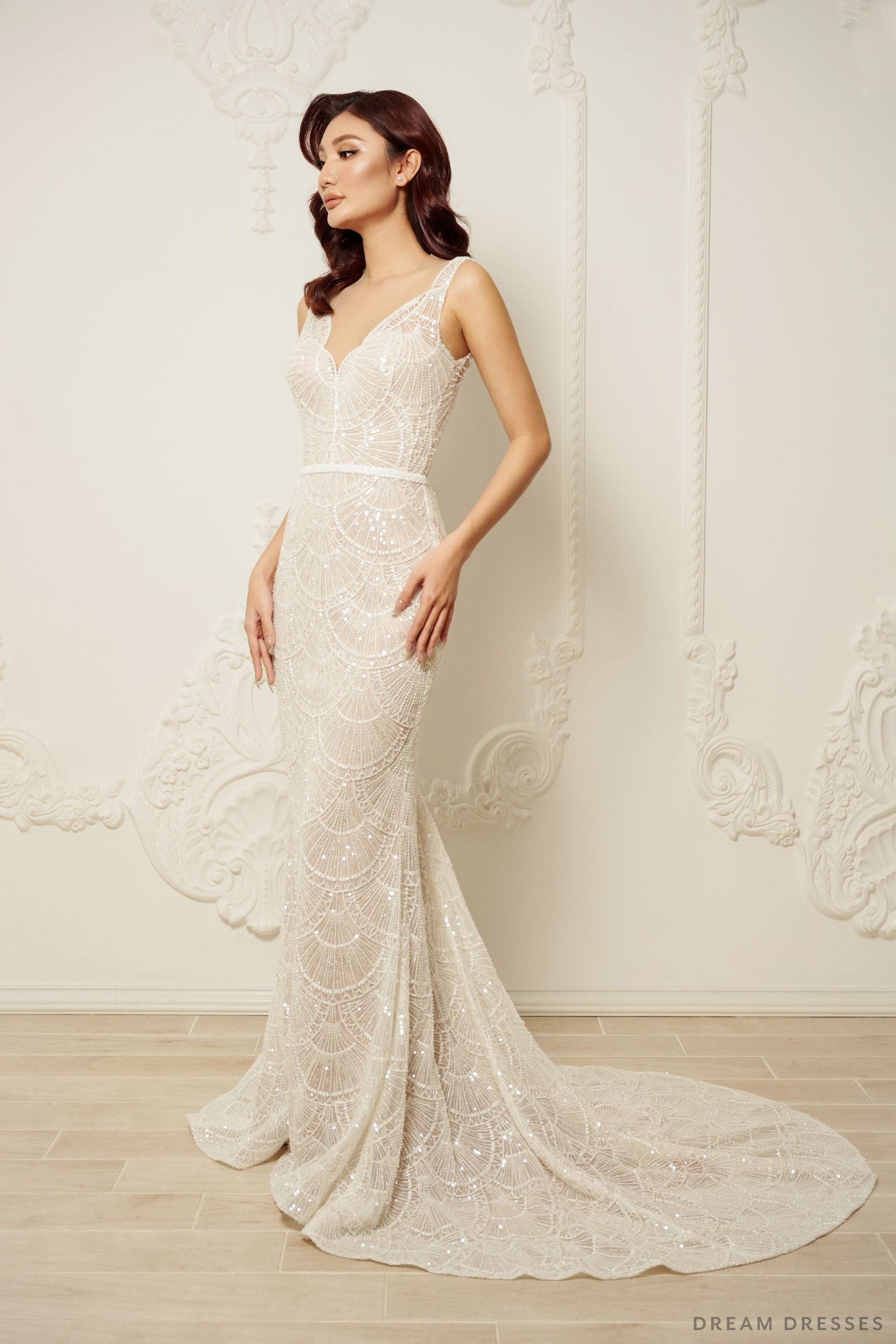 Mermaid Wedding Dress with Beaded Couture Lace (#ARABELLA) - Dream Dresses by P.M.N.