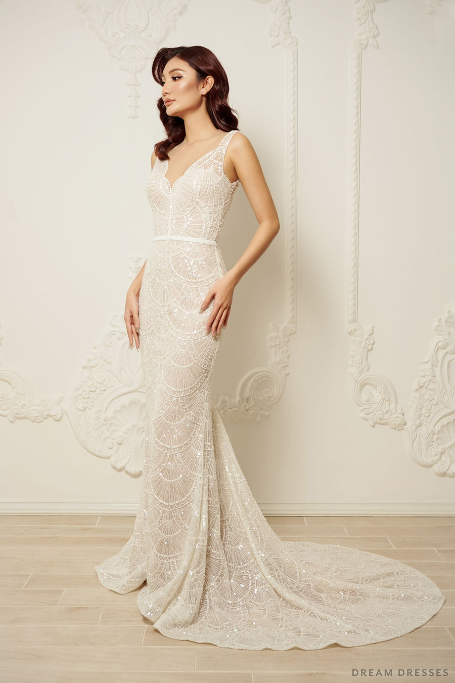 Mermaid Wedding Dress with Beaded Couture Lace (#ARABELLA) - Dream Dresses by P.M.N.