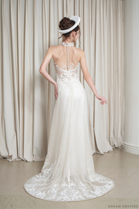 White Bridal Ao Dai | Vietnamese Modern Bridal Dress (#ALINE) - Dream Dresses by P.M.N.
