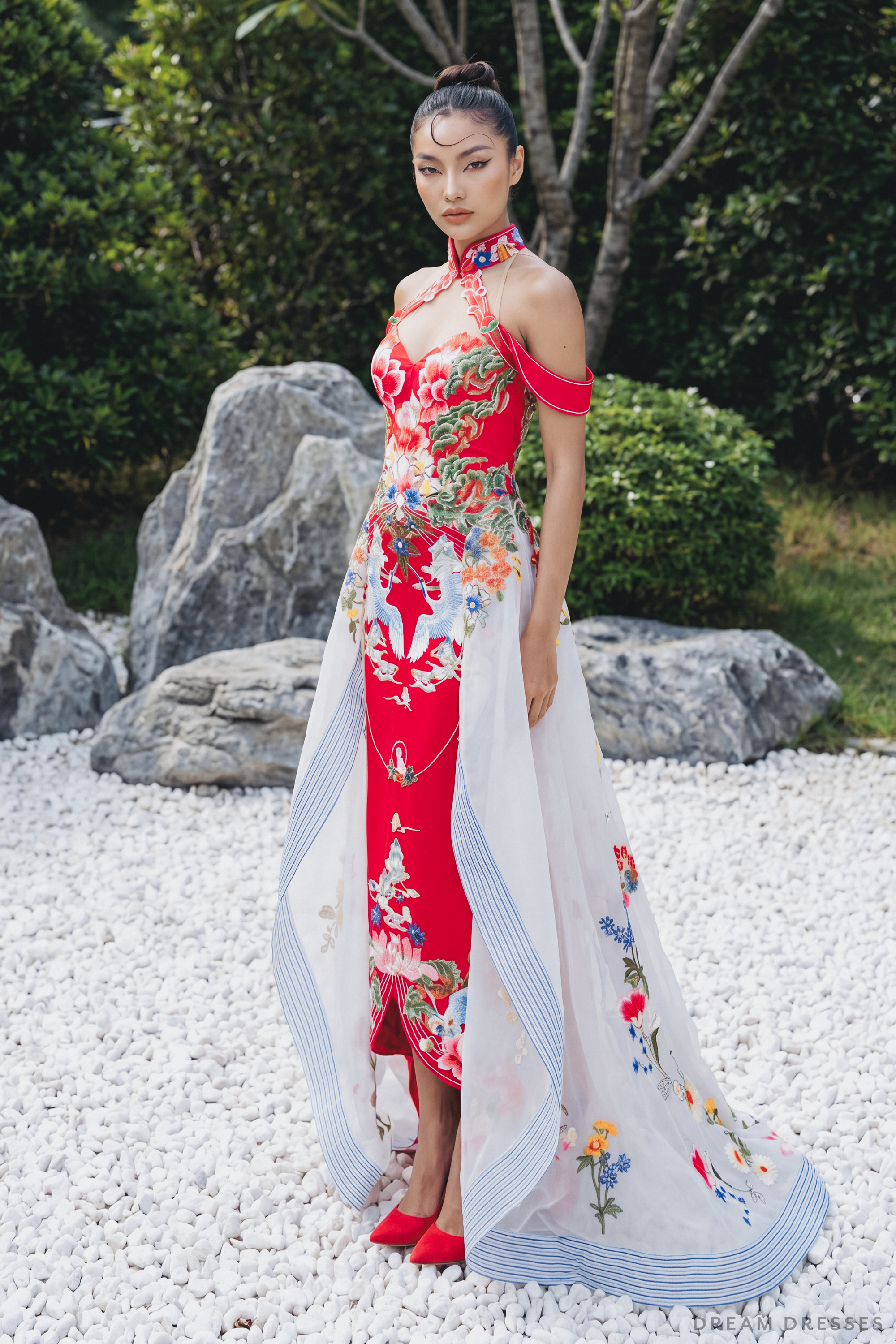 Chinese Cheongsam Wedding Dress | Red Modern Cheongsam Bridal Dress (#QIN)