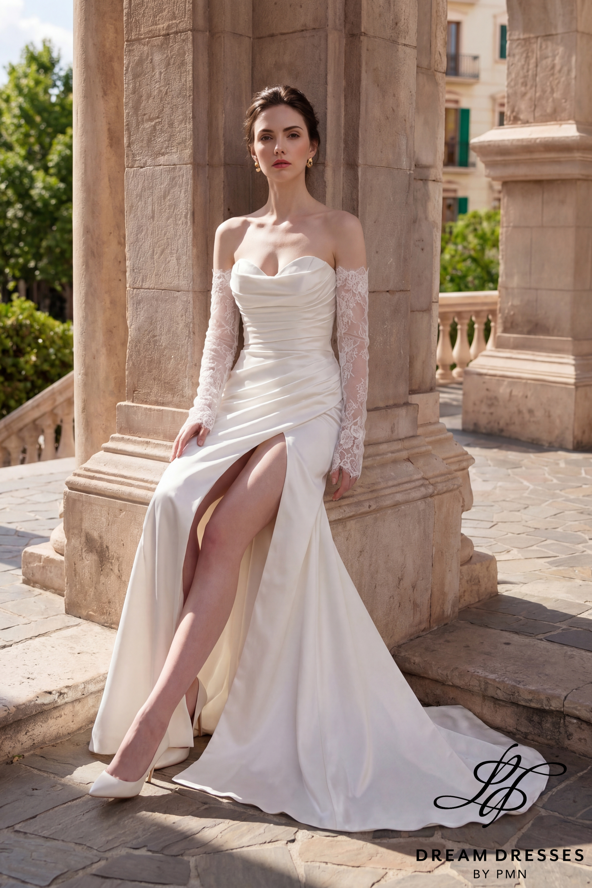 Silk Satin Mermaid Wedding Dress with Slit (#LUCENT)