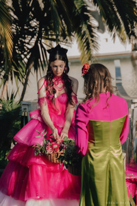 Pink Wedding Dress Ball Gown with Removable Skirt (#Maggie) - Dream Dresses by P.M.N.