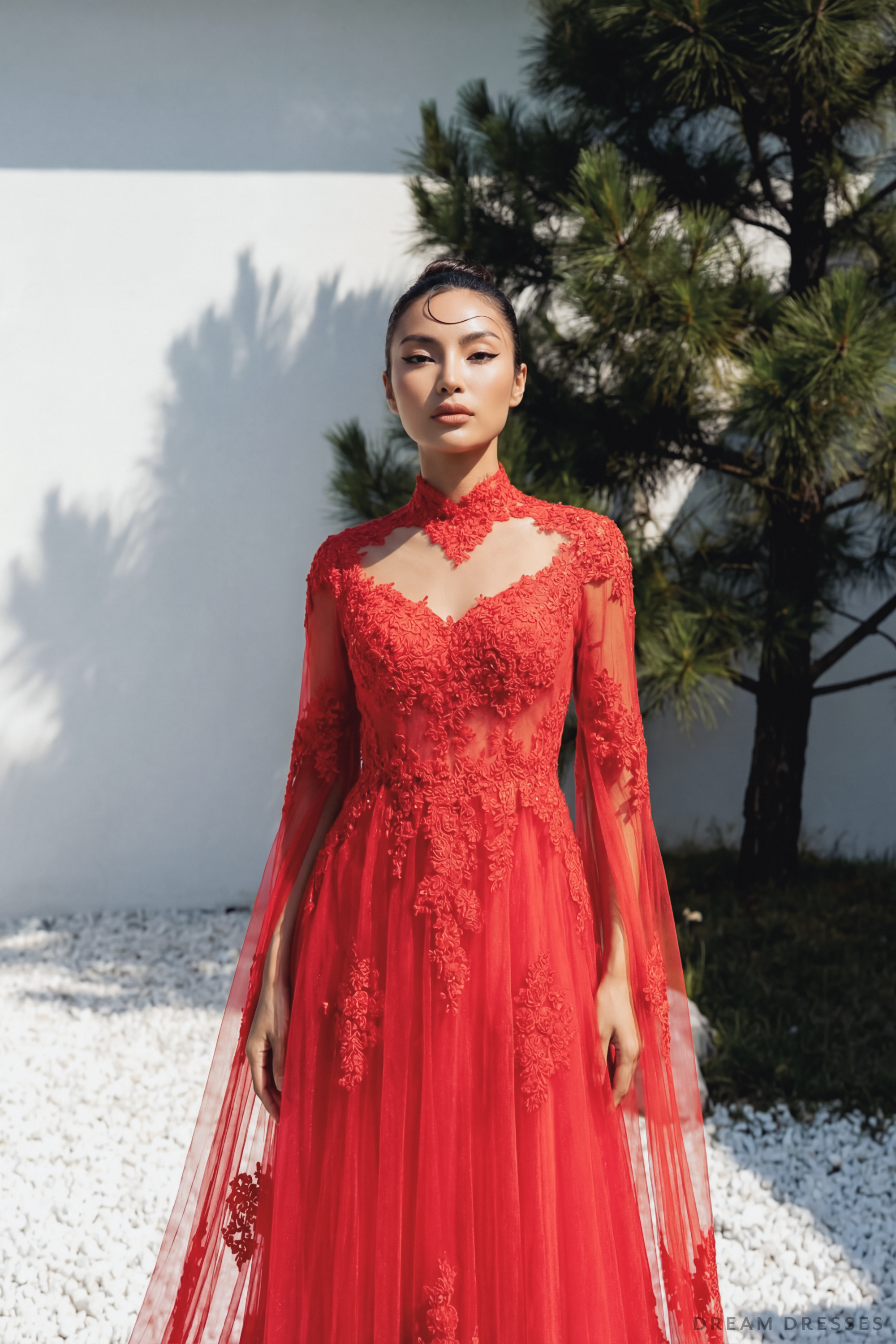 Red Bridal Ao Dai | Lace Vietnamese Bridal Dress (#HANLYN)