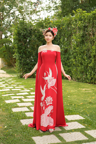 Red Bridal Ao Dai | Vietnamese Modern Bridal Dress (#CLARISSA)