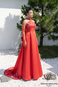 Red Modern Cheongsam Bridal Dress (#FANG)