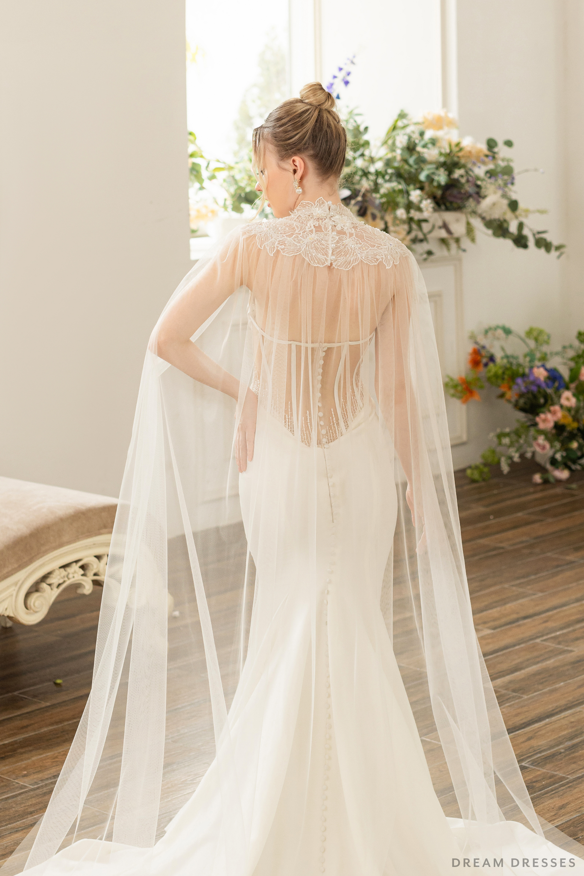 Couture Floral Lace Bridal Cape (#ELOSIA)