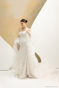 Ruffle Tulle Wedding Cape (#CERISE) - Dream Dresses by P.M.N.