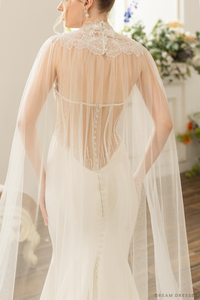 Couture Floral Lace Bridal Cape (#ELOSIA) - Dream Dresses by P.M.N.