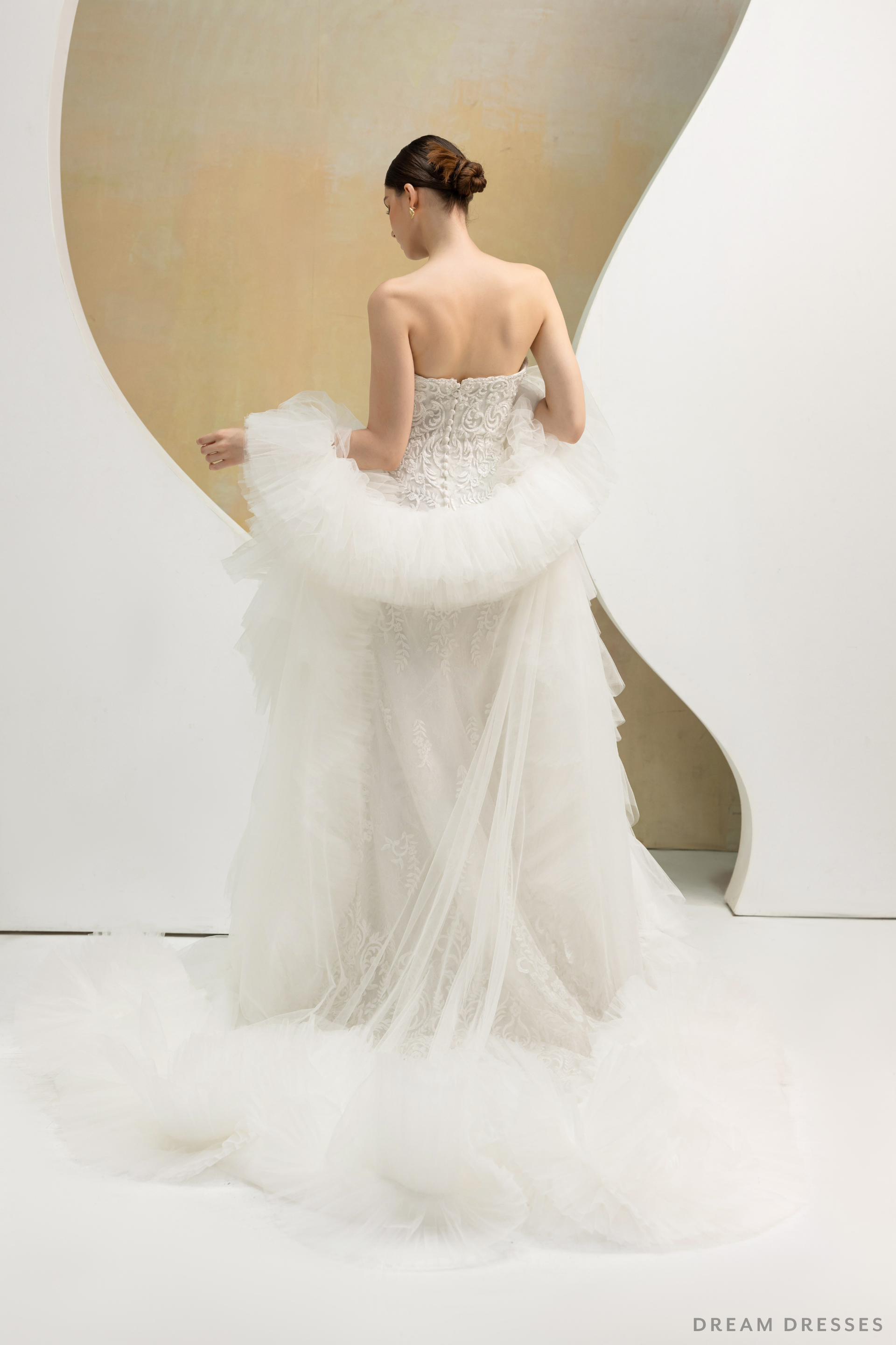 Ruffle Tulle Wedding Cape (#CERISE) - Dream Dresses by P.M.N.