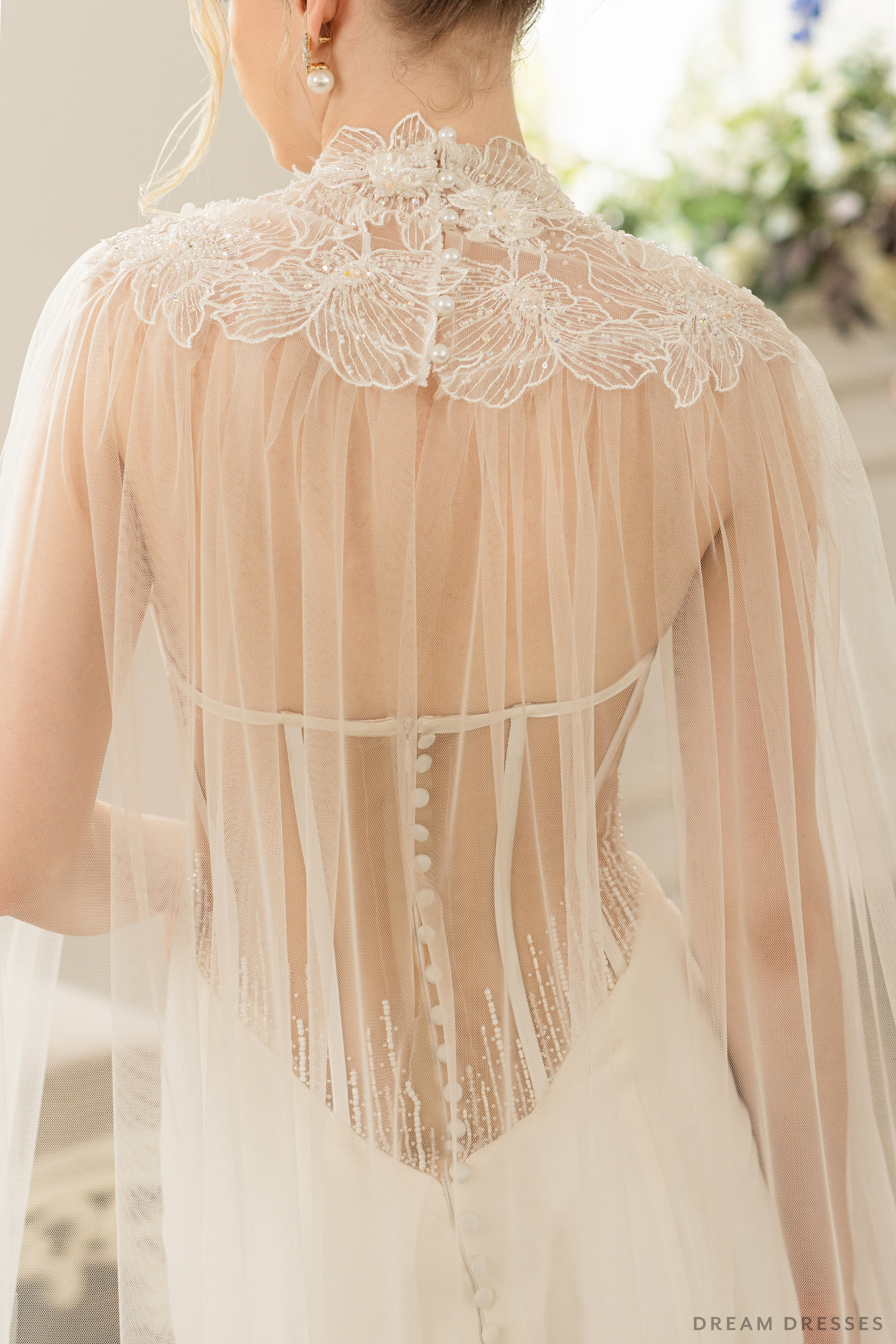 Couture Floral Lace Bridal Cape (#ELOSIA)