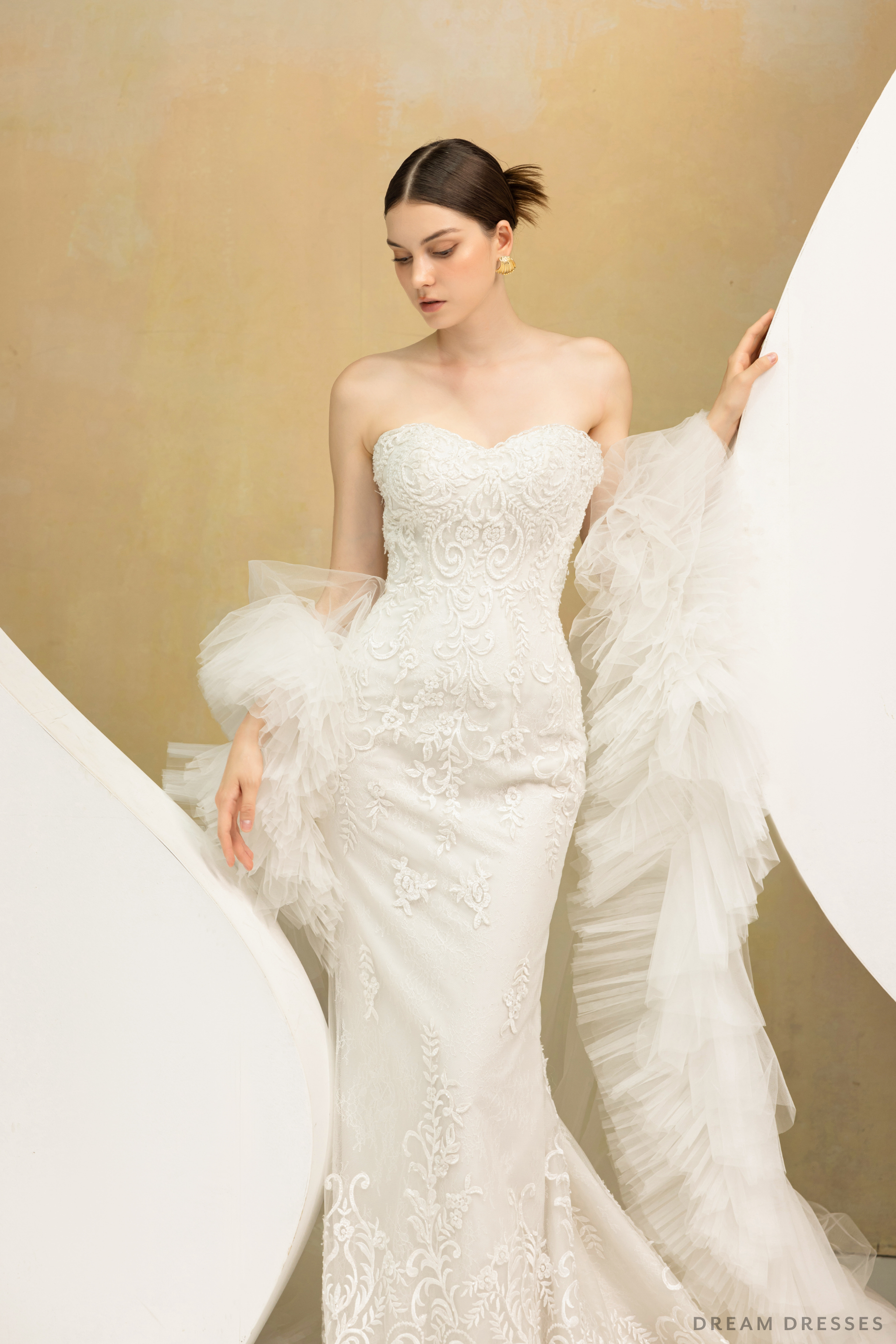 Ruffle Tulle Wedding Cape (#CERISE) - Dream Dresses by P.M.N.