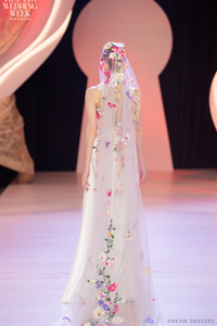 White Bridal Ao Dai | Modern Vietnamese Bridal Dress with Floral Lace (#AURELINA) - Dream Dresses by P.M.N.