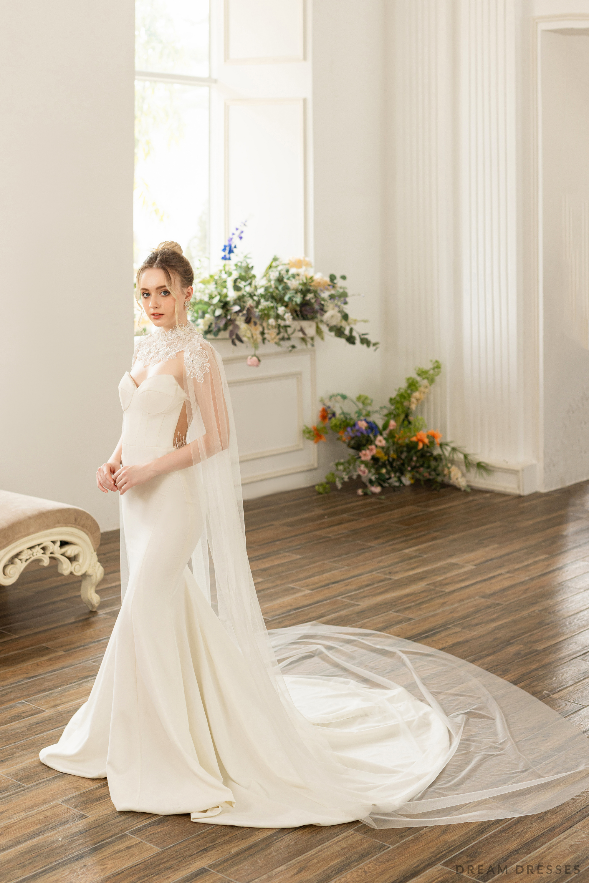 Couture Floral Lace Bridal Cape (#ELOSIA)