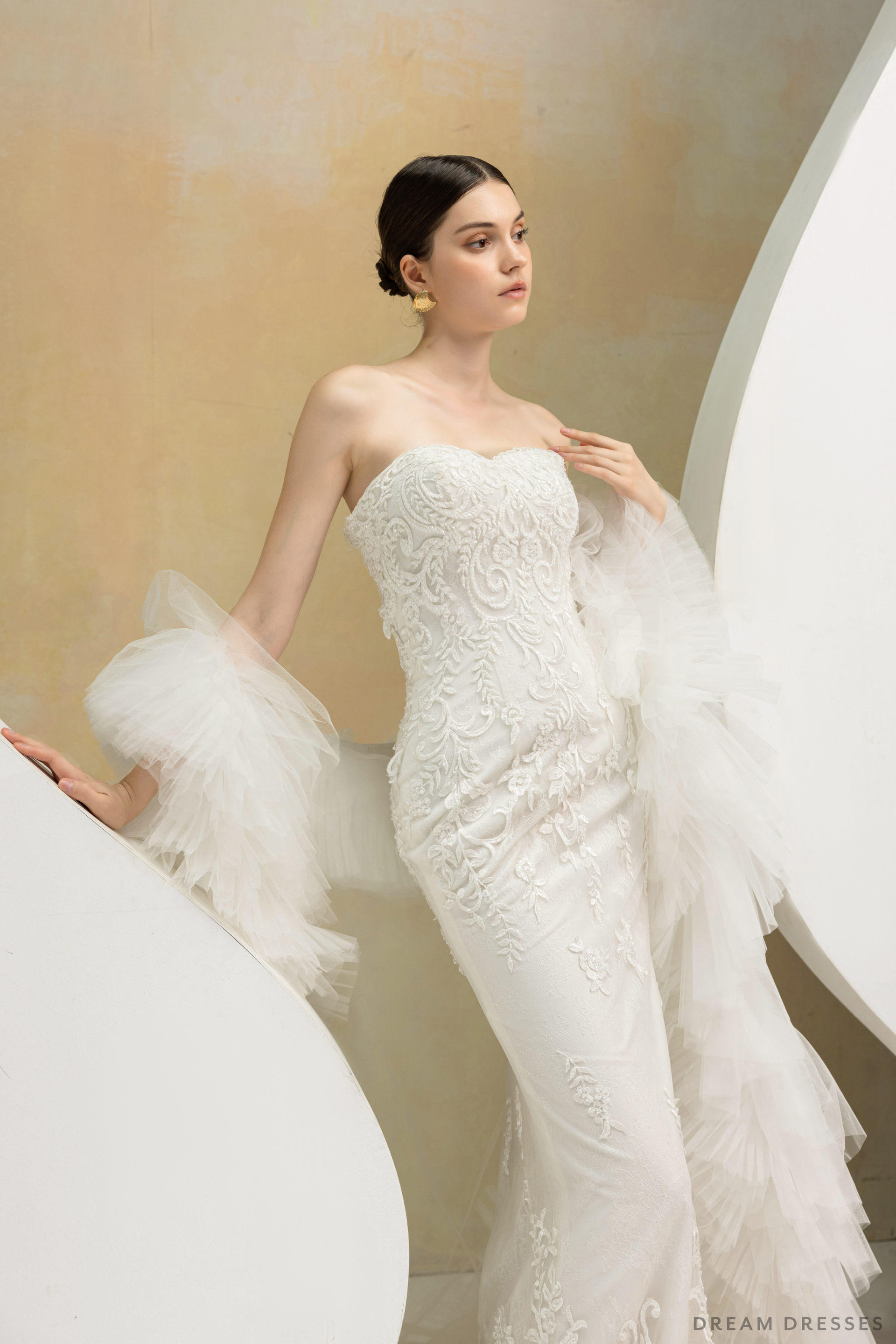 Ruffle Tulle Wedding Cape (#CERISE) - Dream Dresses by P.M.N.