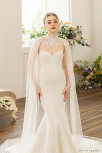 Couture Floral Lace Bridal Cape (#ELOSIA) - Dream Dresses by P.M.N.