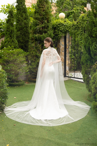 High Neck Cathedral Bridal Cape (#MIKAYLEE) - Dream Dresses by P.M.N.