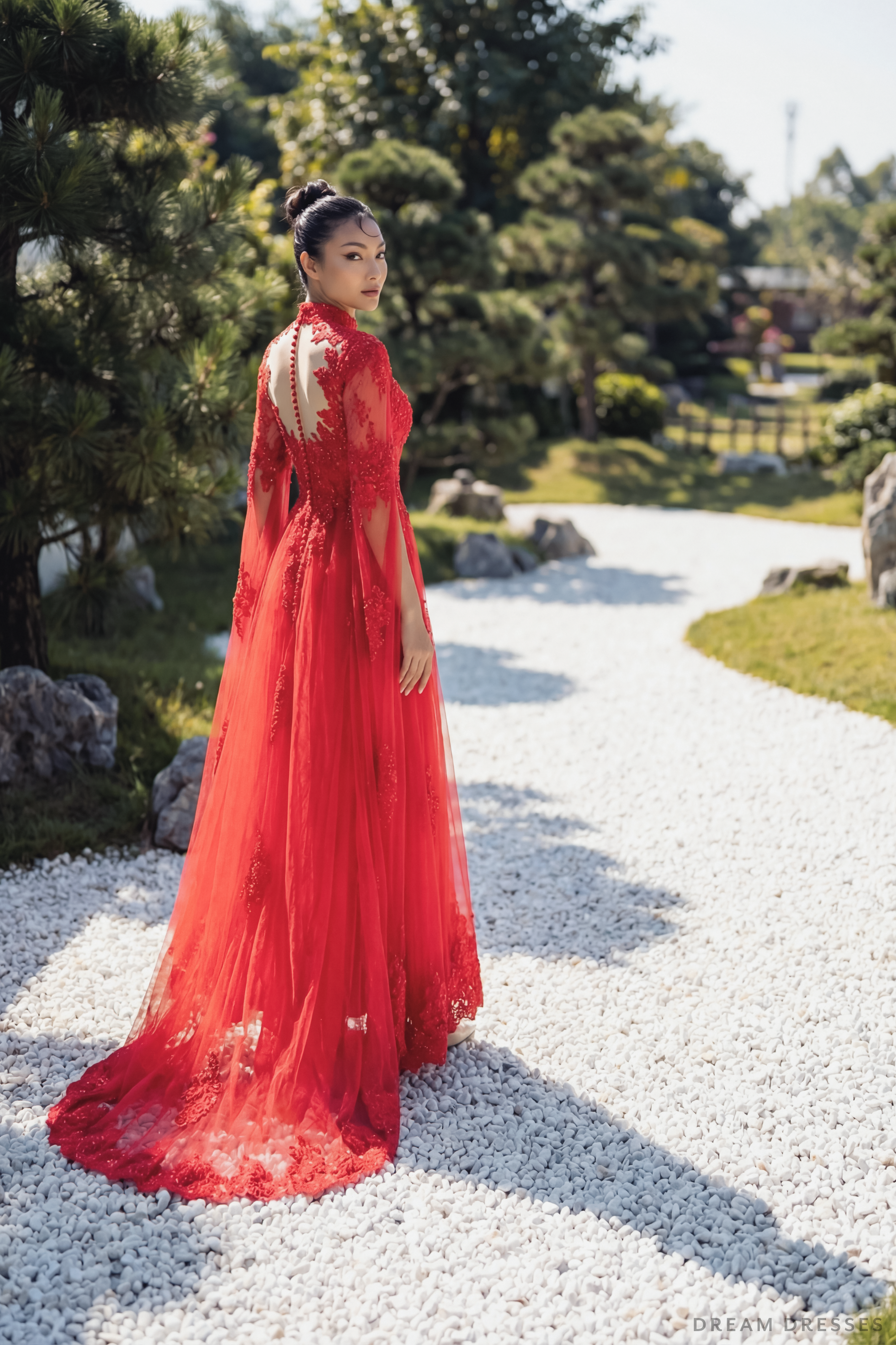 Red Bridal Ao Dai | Lace Vietnamese Bridal Dress (#HANLYN)