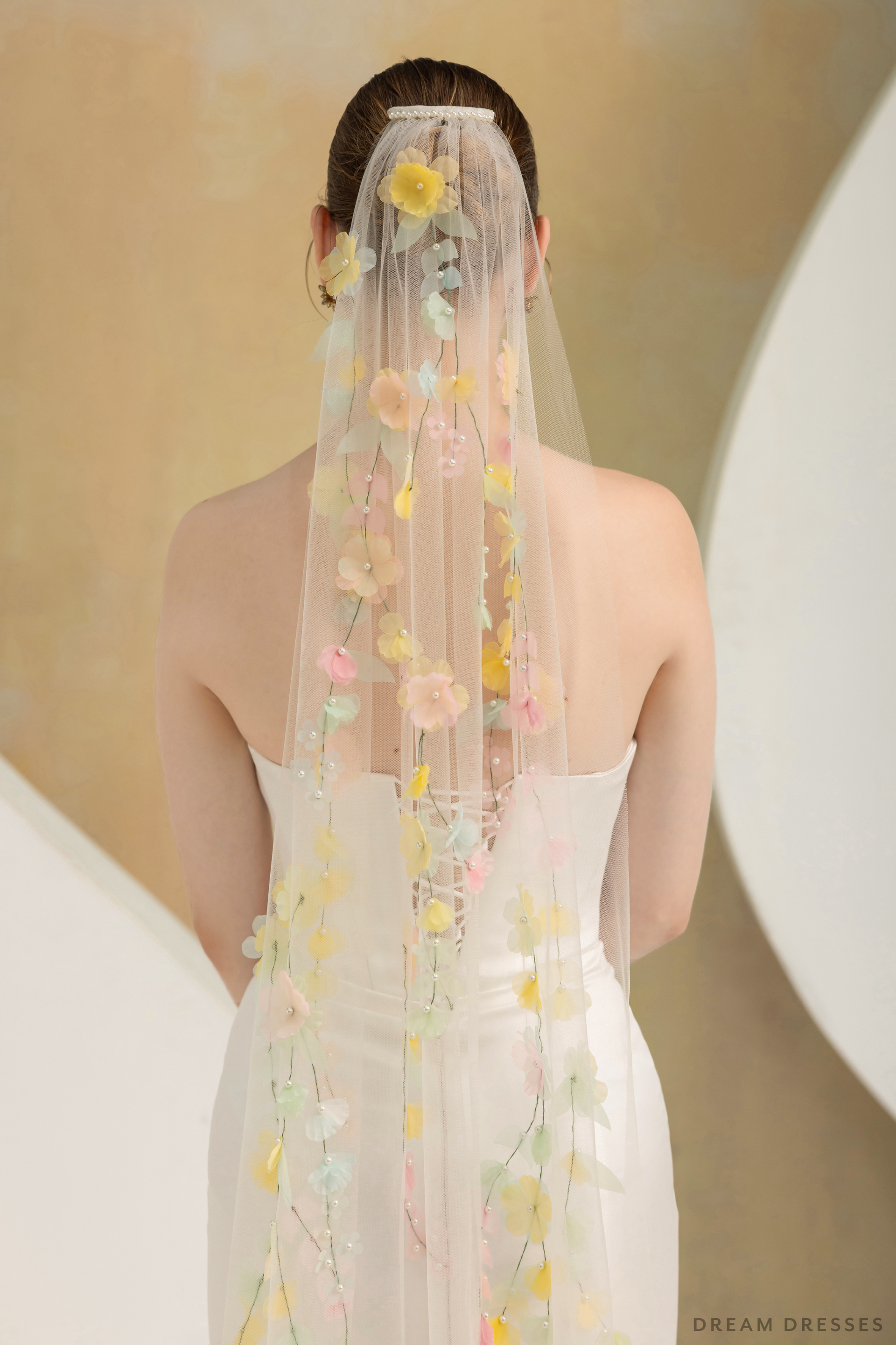 Chapel Veil with 3D Flowers (#MALENA) - Dream Dresses by P.M.N.