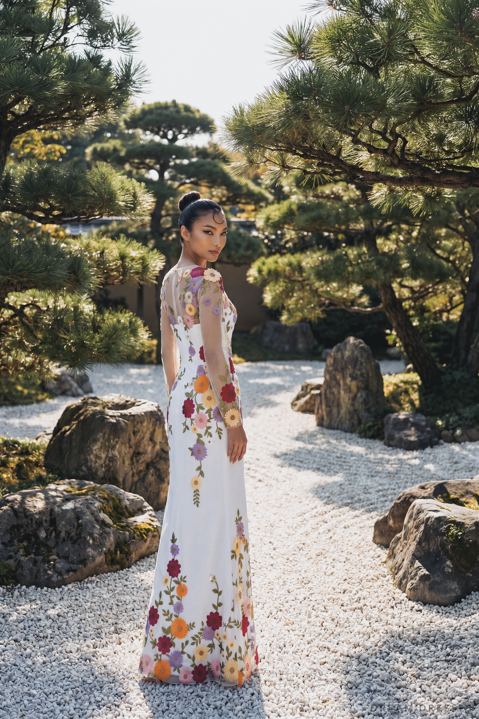 Floral Embroidered Long Sleeve Gown (#YULISA)