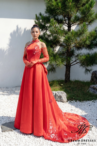 Red Modern Cheongsam Bridal Dress (#FANG)