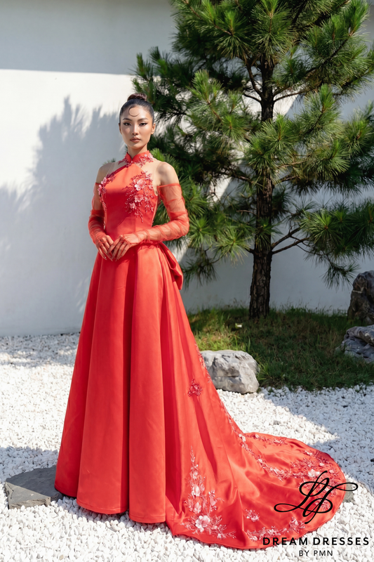 Red Modern Cheongsam Bridal Dress (#FANG)