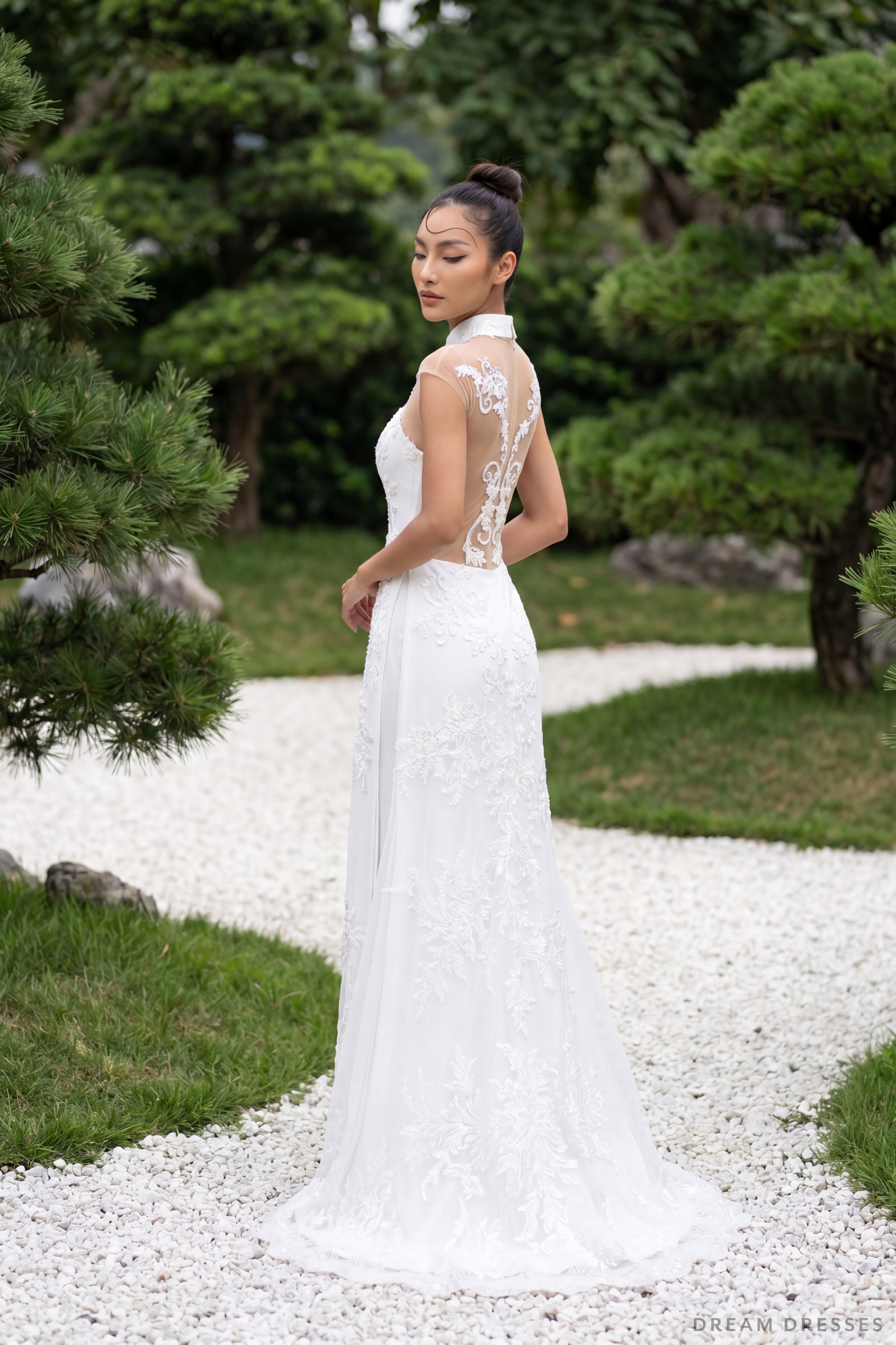 White Bridal Ao Dai | Modern Vietnamese Bridal Dress (#YING) - Dream Dresses by P.M.N.