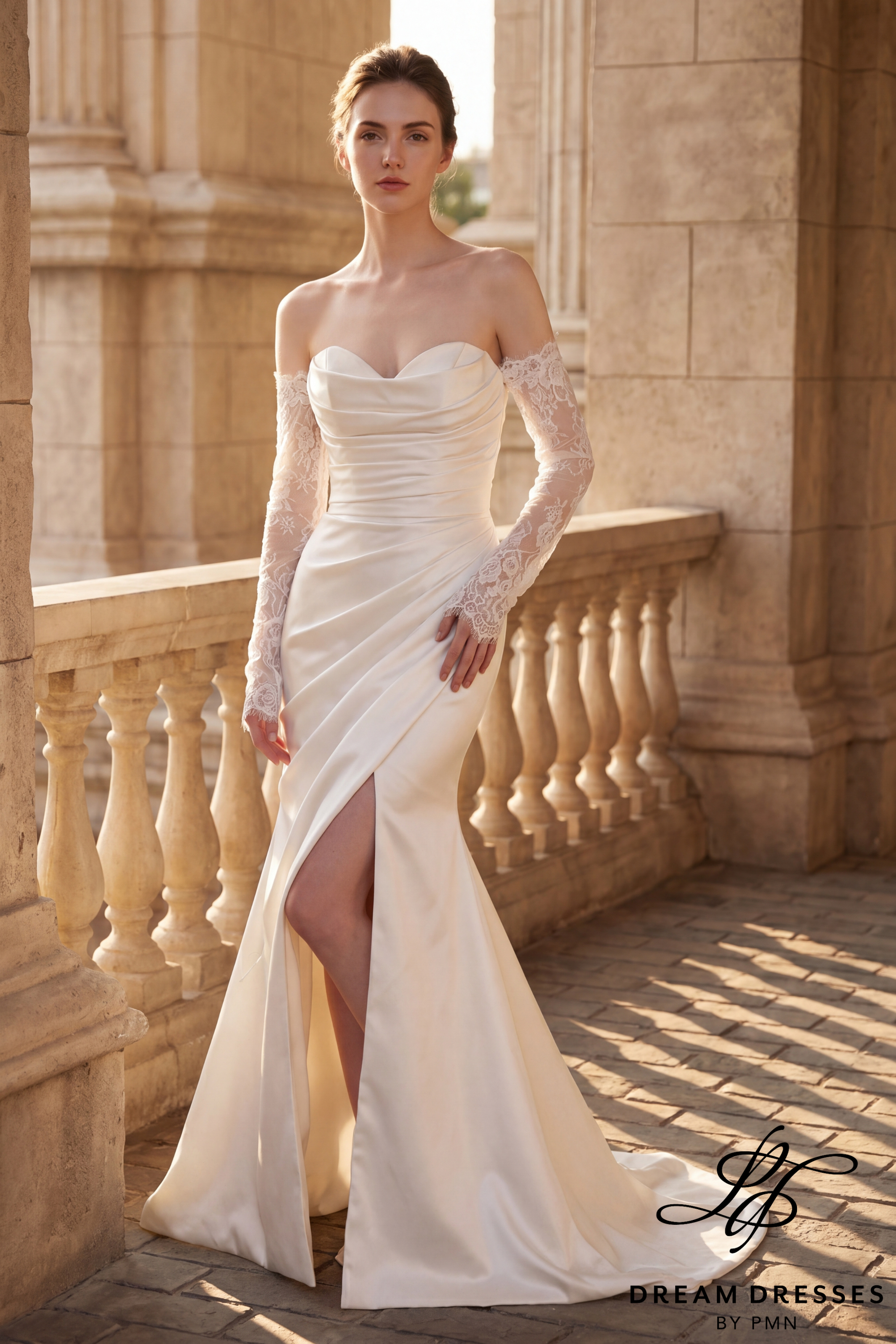 Silk Satin Mermaid Wedding Dress with Slit (#LUCENT)