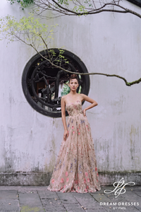 Fully Floral Lace  Wedding Dress with Corset (#SAN)