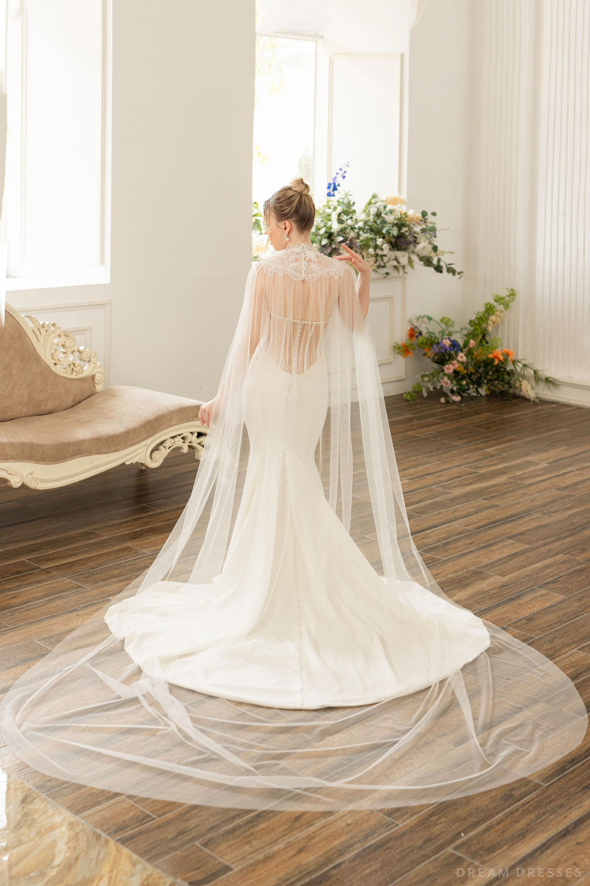 Couture Floral Lace Bridal Cape (#ELOSIA)